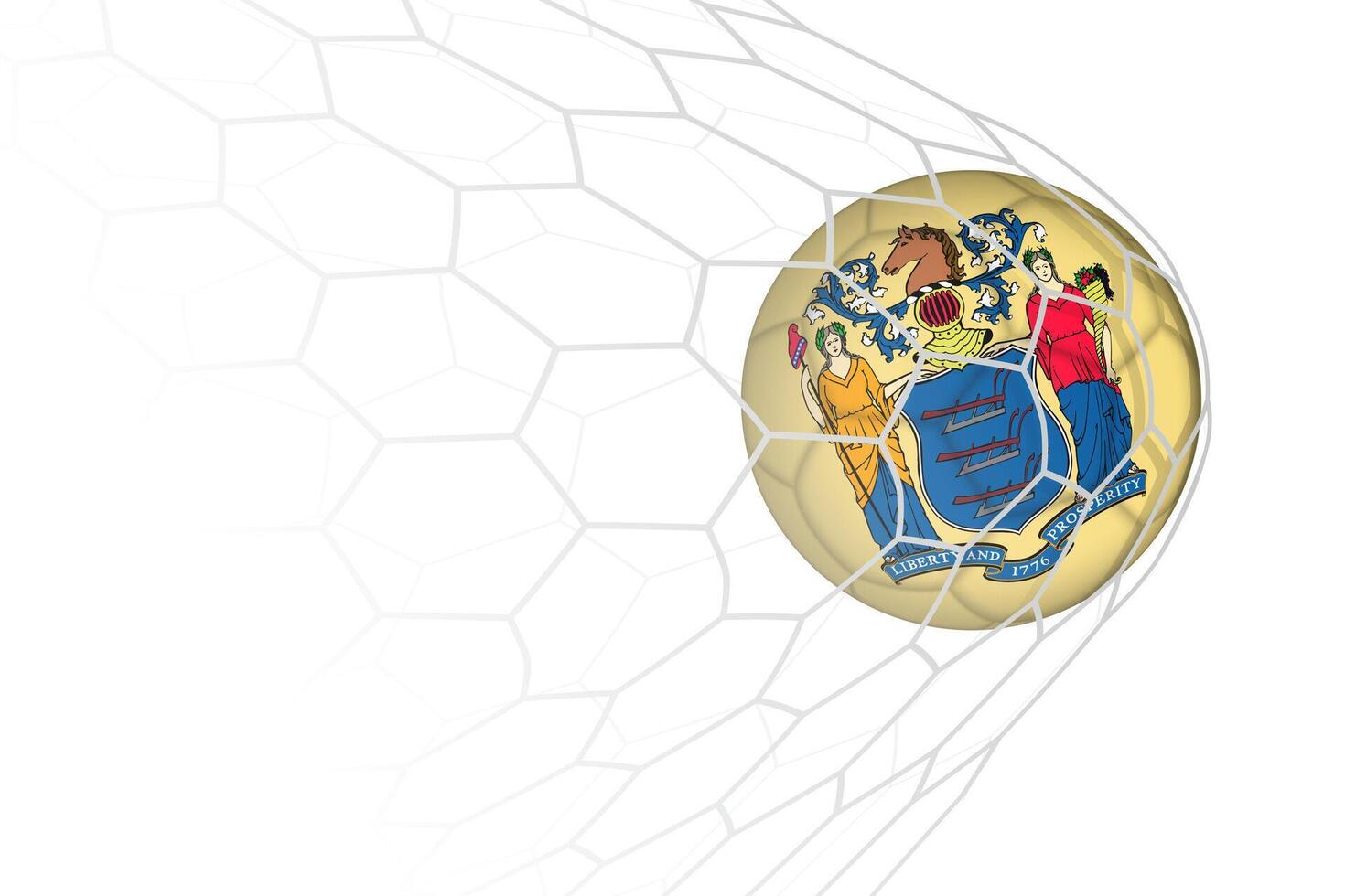 New Jersey flag soccer ball in net. vector