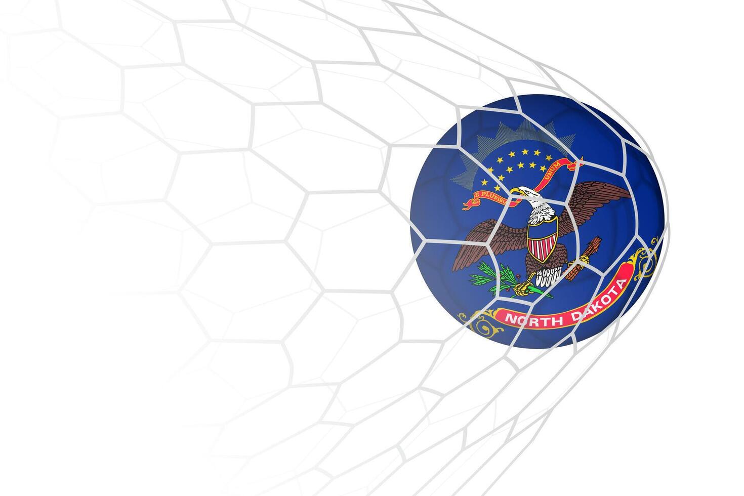 North Dakota flag soccer ball in net. vector