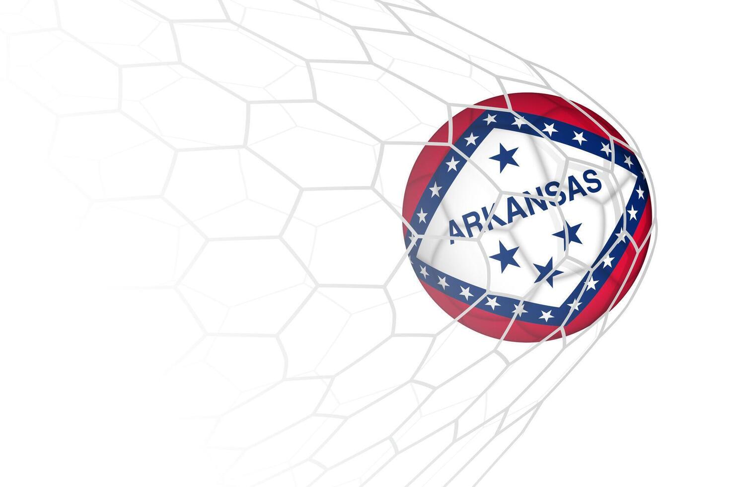 Arkansas flag soccer ball in net. vector