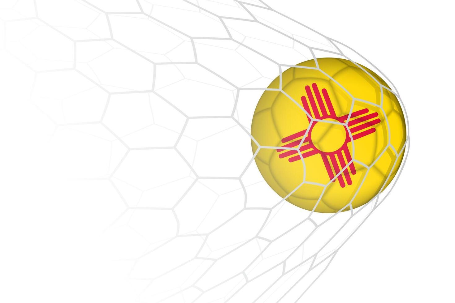 New Mexico flag soccer ball in net. vector