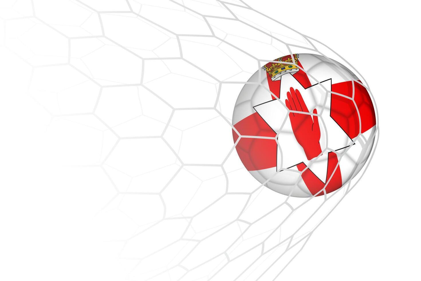 Northern Ireland flag soccer ball in net. vector