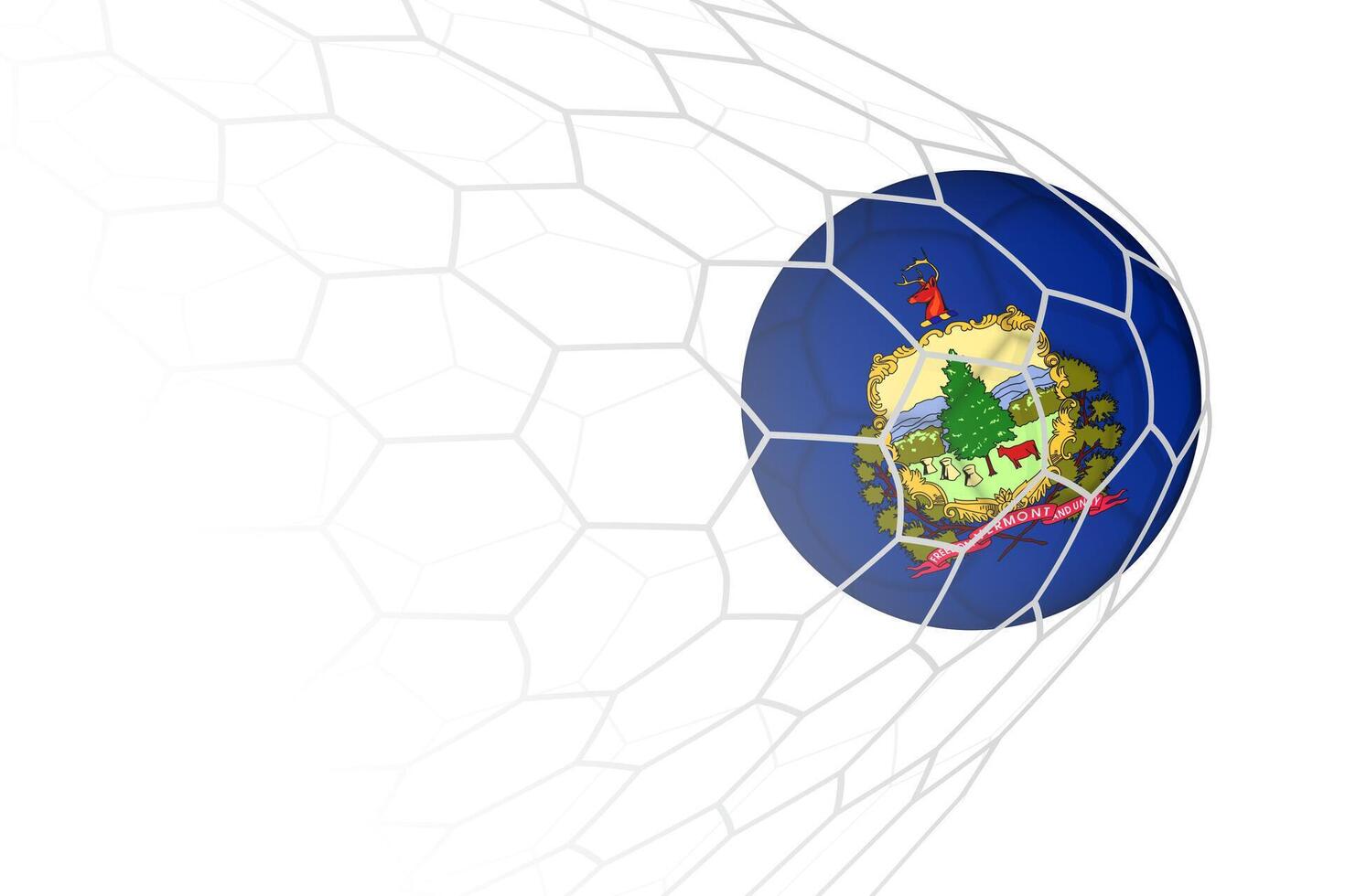 Vermont flag soccer ball in net. vector
