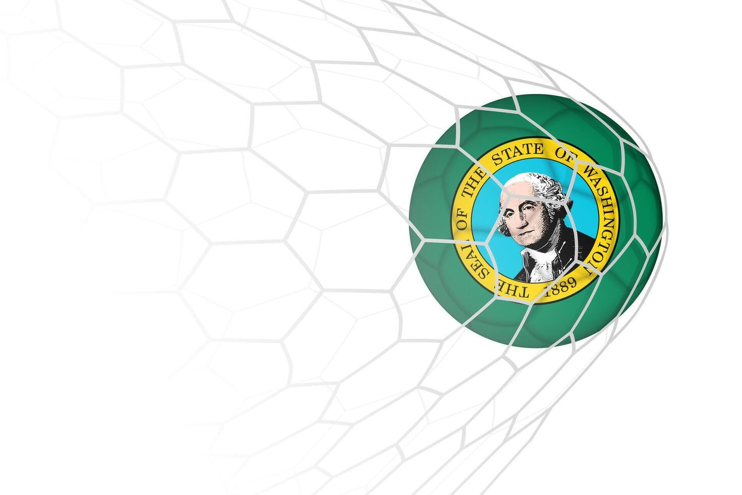 Washington flag soccer ball in net. vector