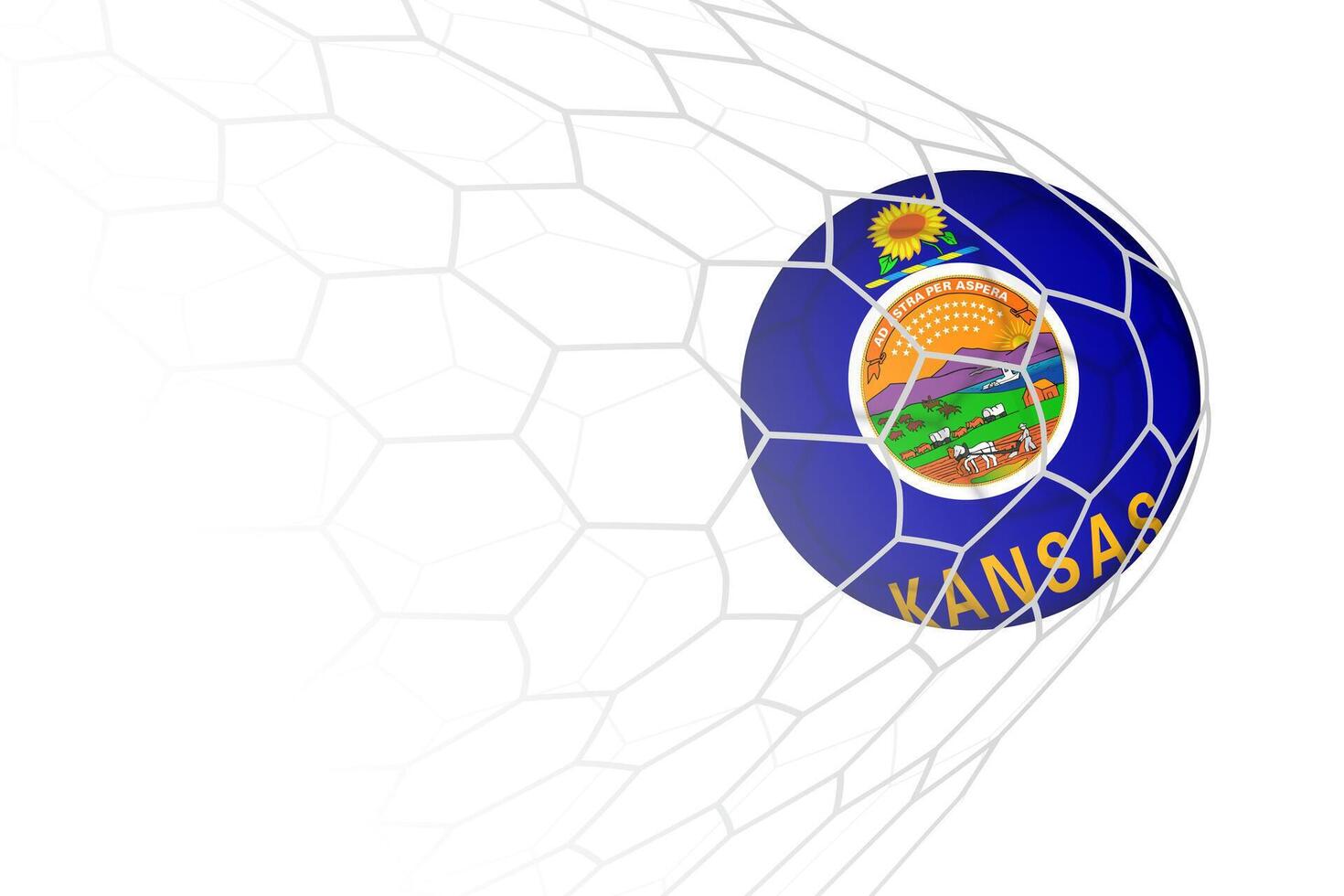 Kansas flag soccer ball in net. vector