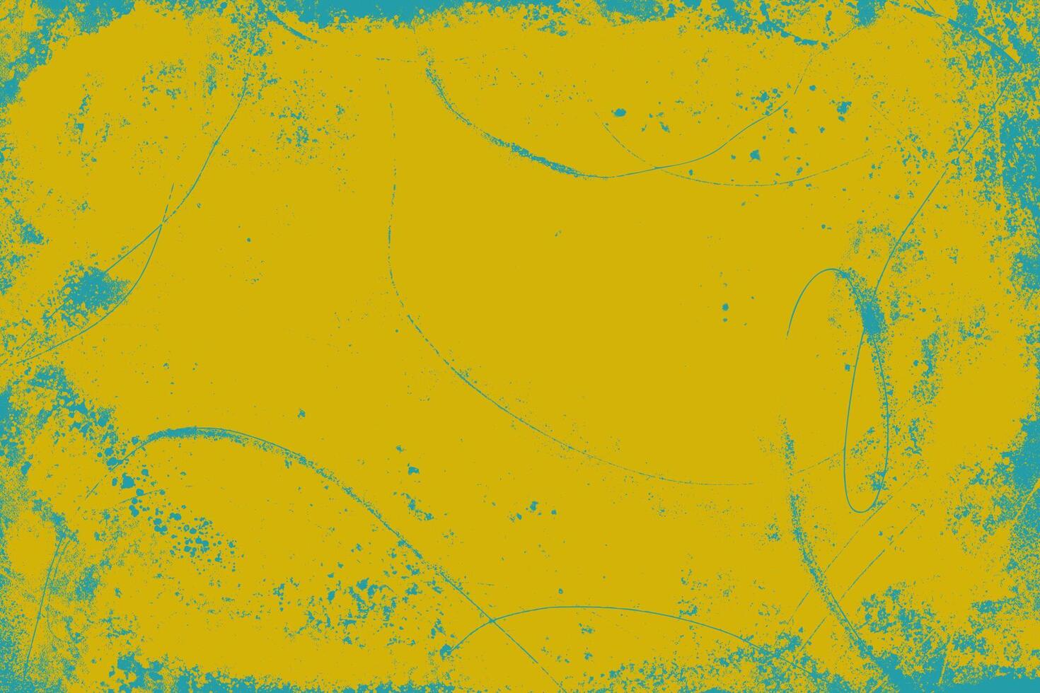 Grunge Abstract Texture. Distressed green frame isolated on yellow background. Distressed hand painted effect, vintage background. Overly old grungy texture vector