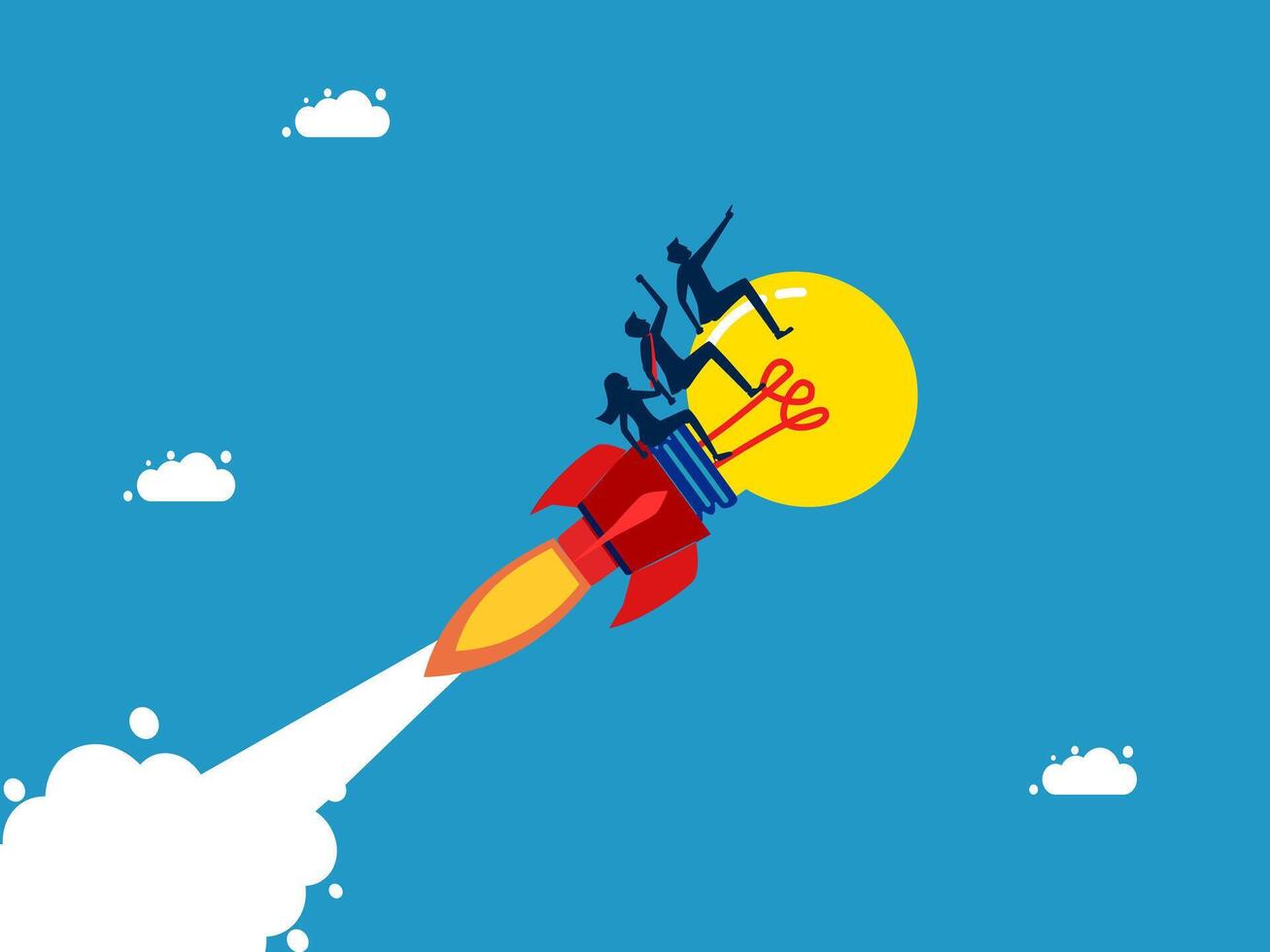 a rocket is flying through the sky with people on it vector