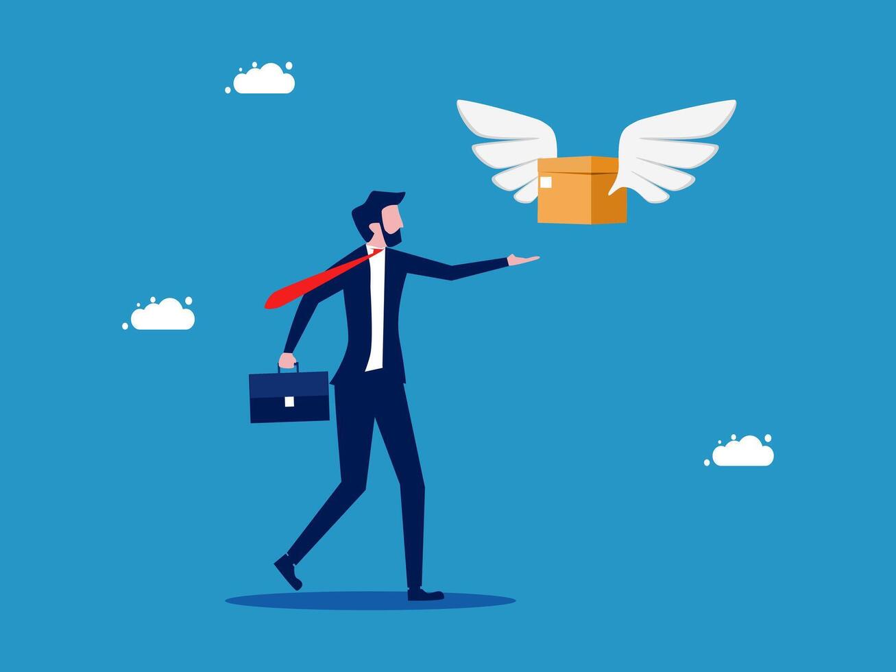 man with wings holding a box with wings vector