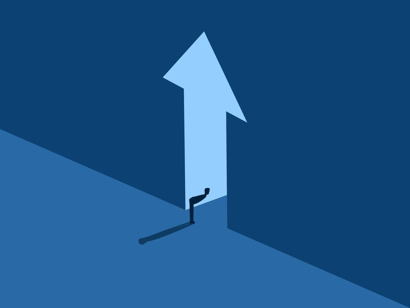 Find Opportunity, Businessman Standing Looking at the Growth Door vector