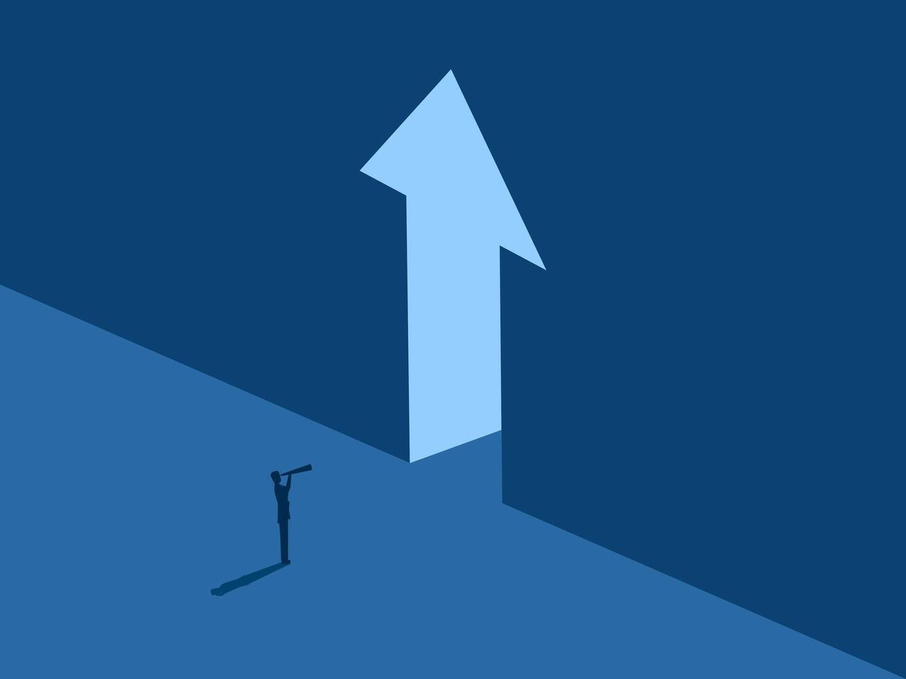 Find Business Growth Opportunity, Business Standing Analyzing Arrow Gate vector