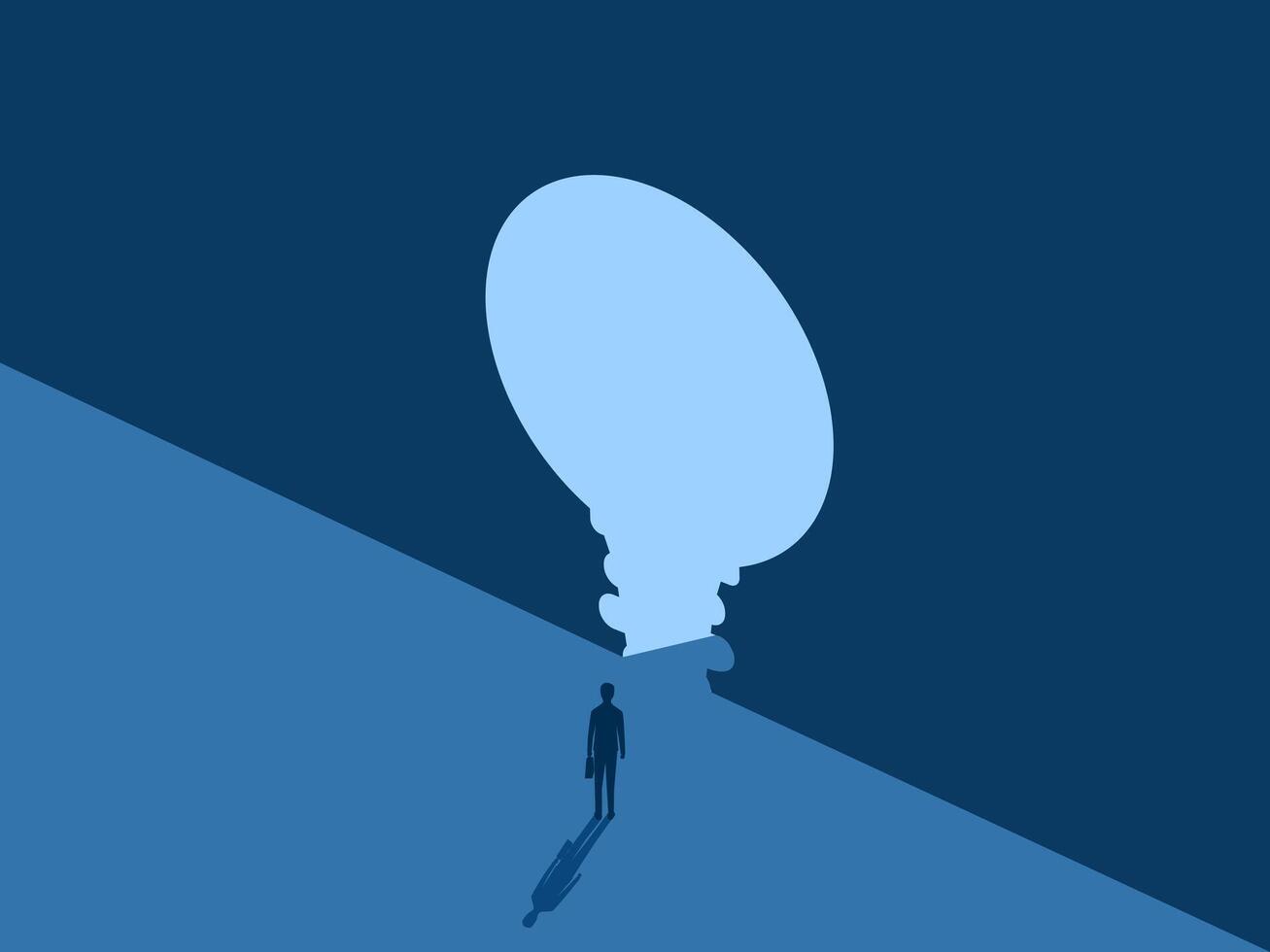 Thinking of an opportunity, Businessman standing looking in front of the light bulb door vector