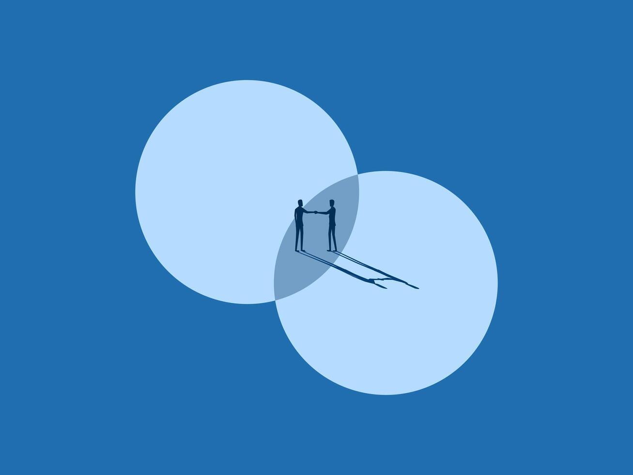 Deal, Agreed, Businessman shaking hands on intersect circle area vector