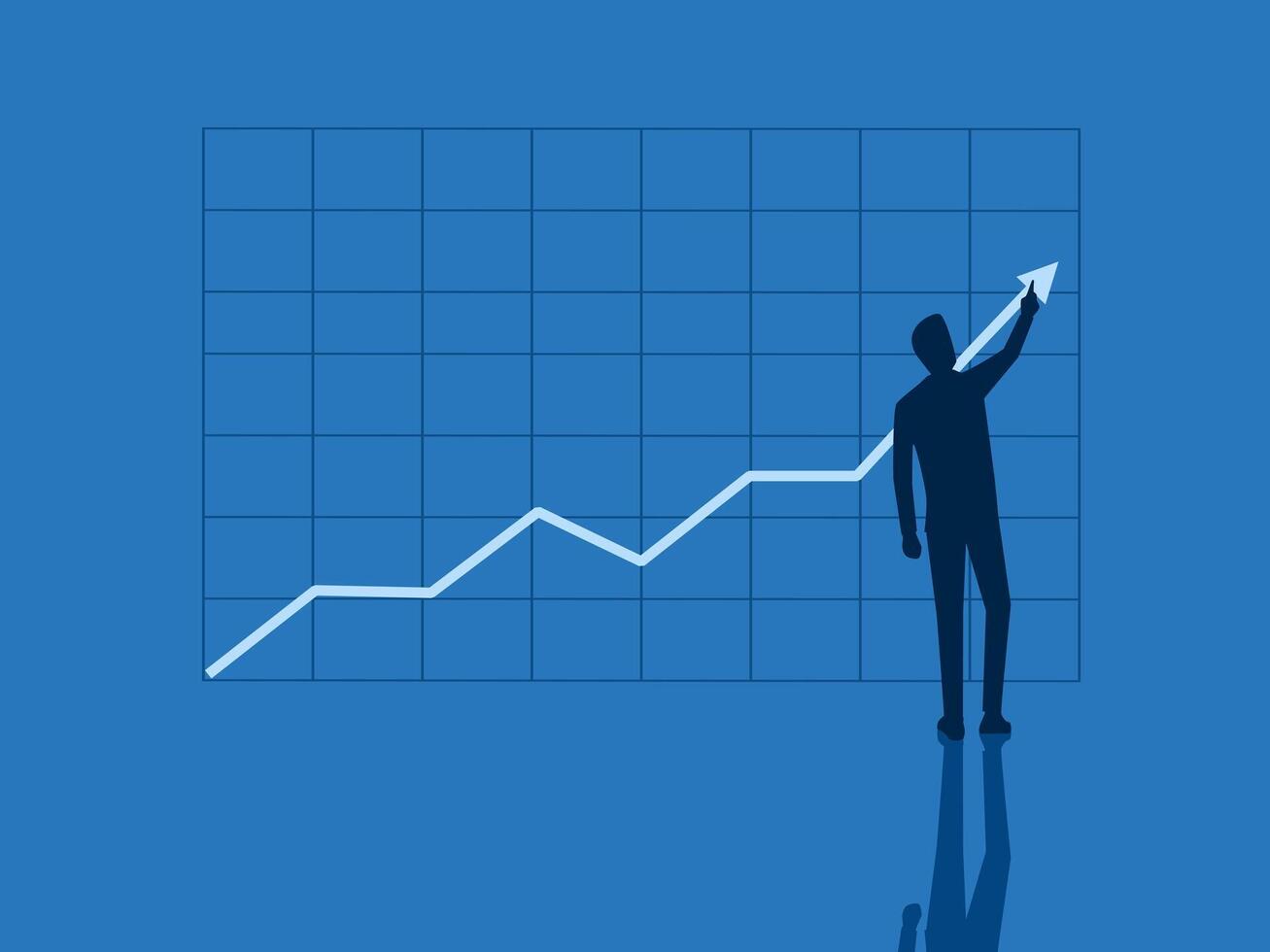 Build a business, profit, income grows. Businessman draws a graph to grow vector