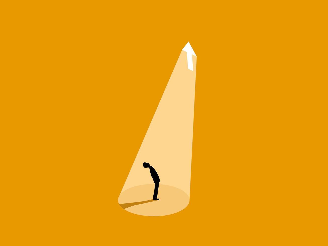 Businessman looking at the bright growth arrow vector