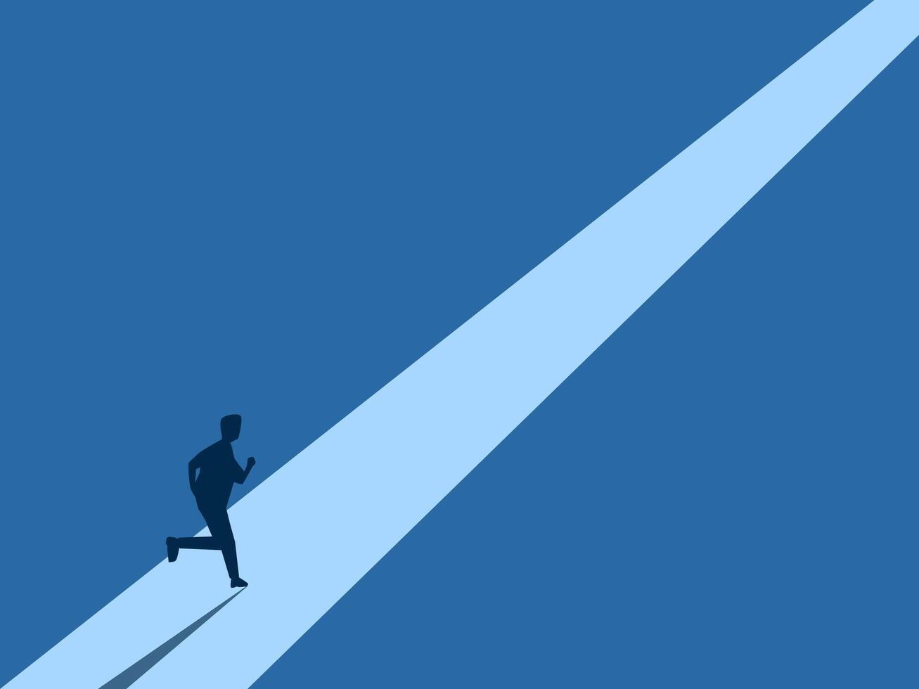 businessman runs on the path of his future in life vector