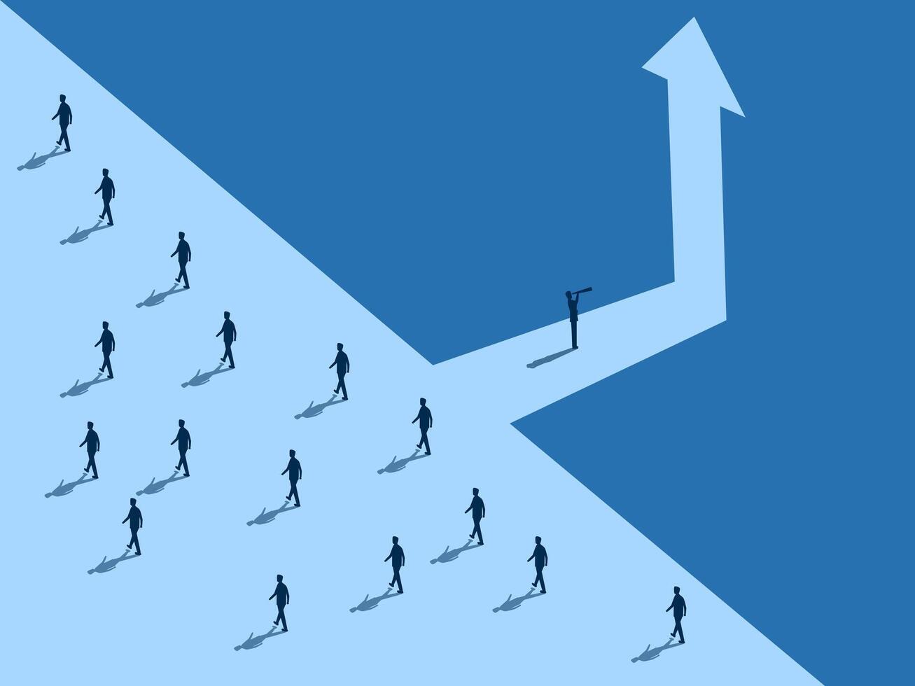 Different business paths , Businessman chooses a new path that is different for business opportunities vector