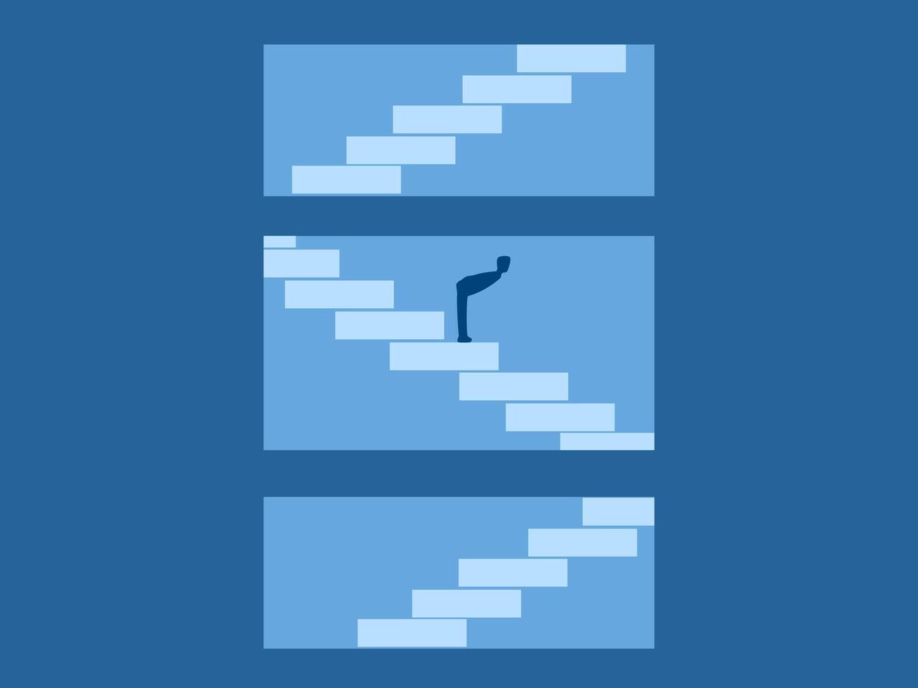 Find a safe place, Escape from crisis, Businessman looking down the fire escape vector