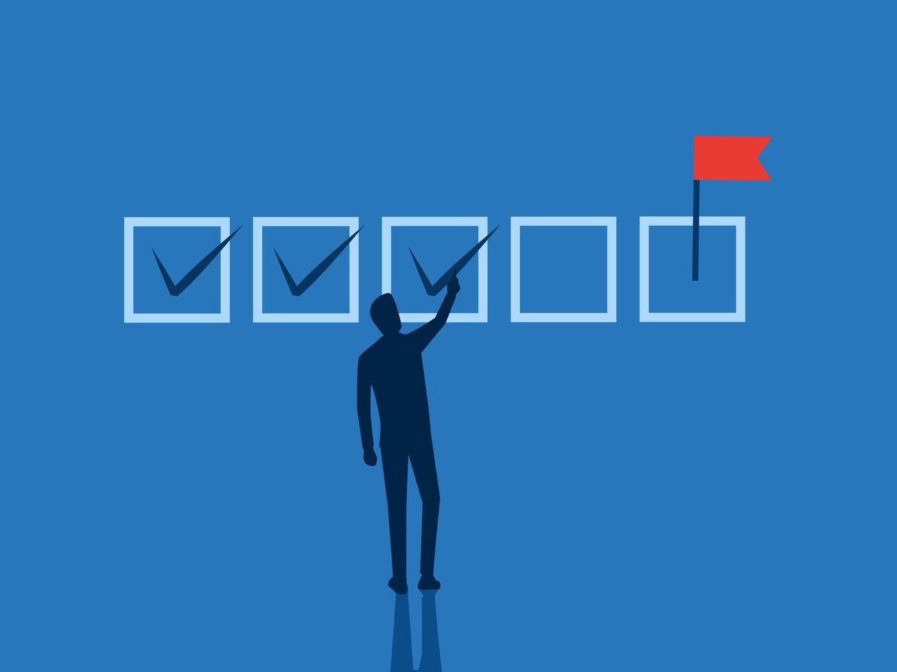 Follow the goals set, businessman writes the right squares vector