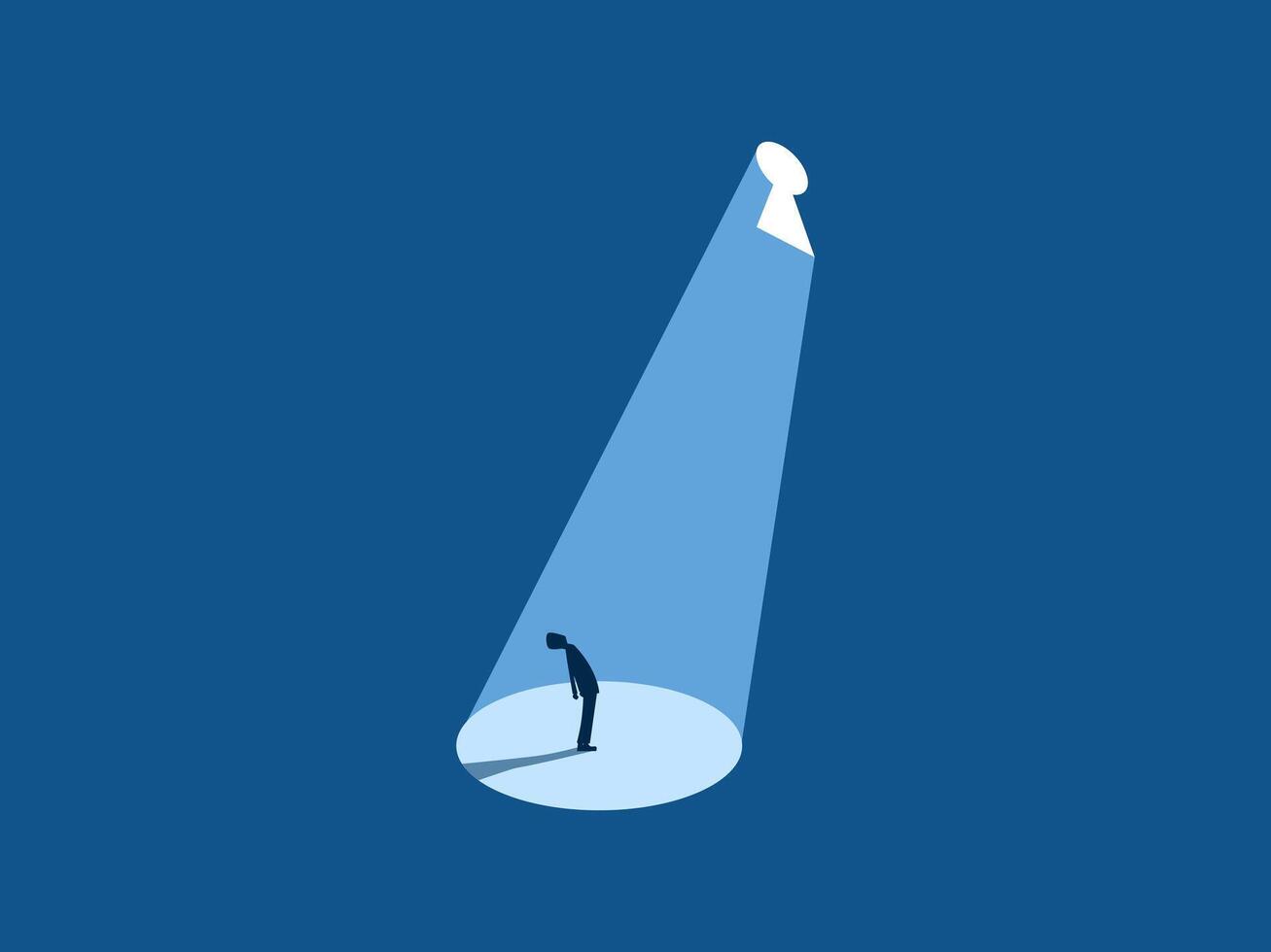 Got a big opportunity, Businessman looking at the bright keyhole vector