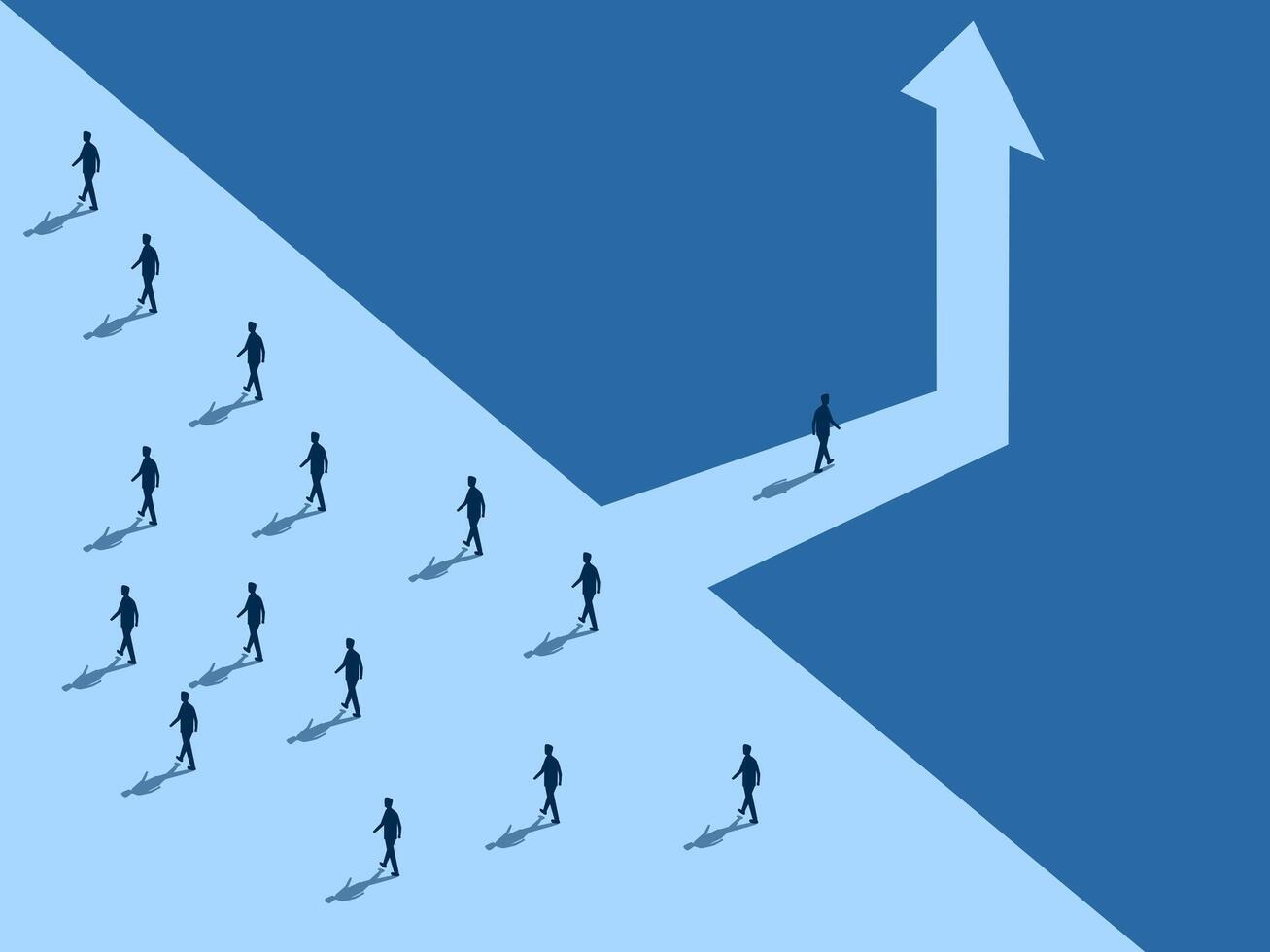 Future ,New opportunity for success , Businessman chooses a new path that is different for opportunities vector
