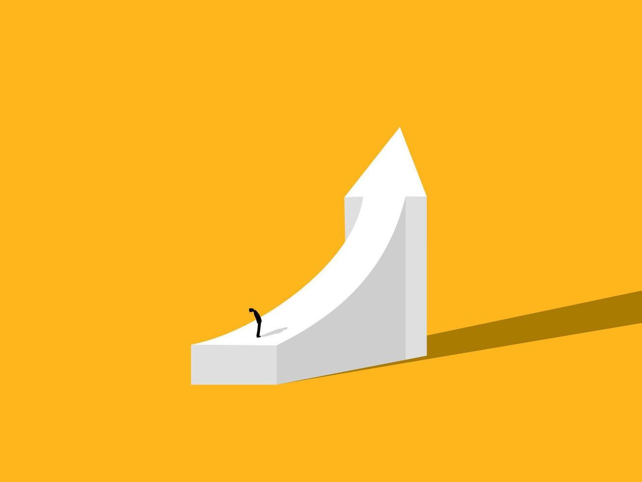 Business Goal Concept. Businessman looking to the top of the graph vector