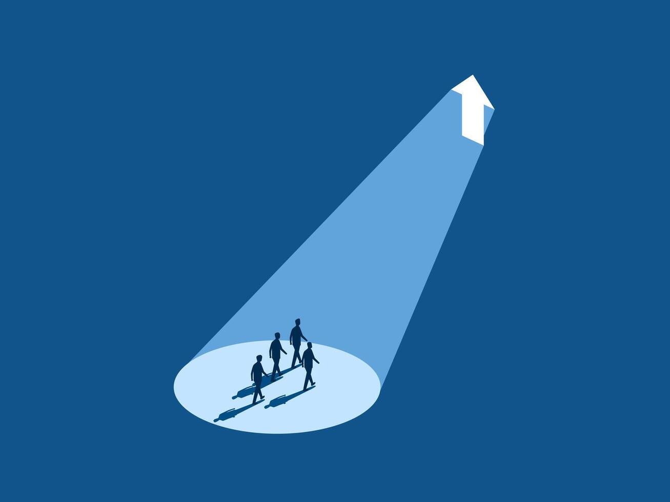 Growth opportunity, Businessman finds growth arrow shining light vector
