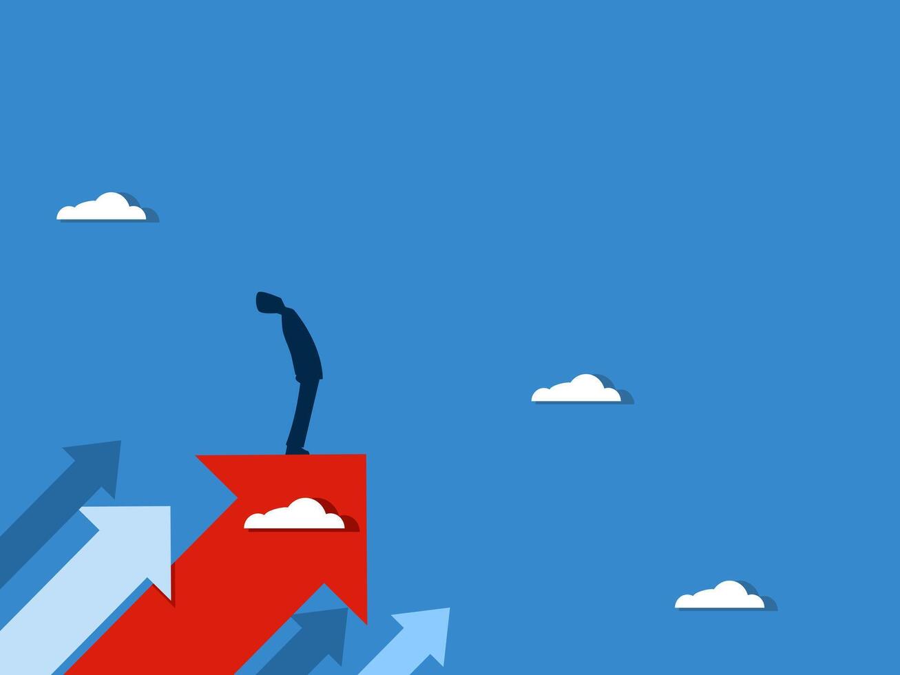 Business goals, businessman standing on an arrow to success vector