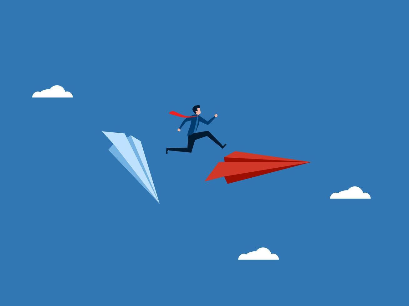 Risk .Businessman changes to a new paper plane vector