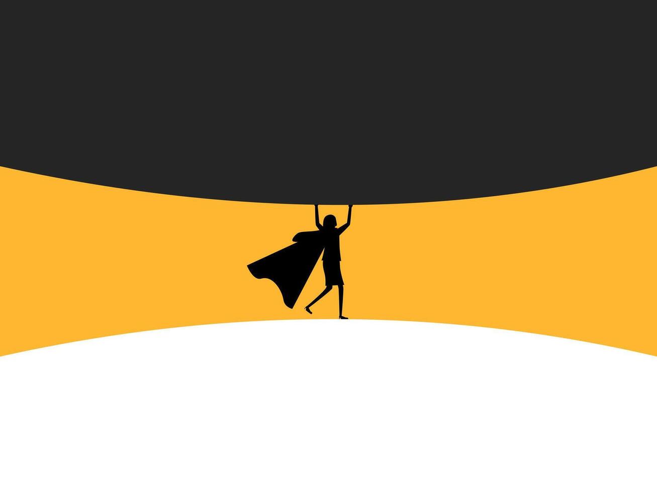 Courage, Hero Businesswoman Pushes Up a Big Rock vector