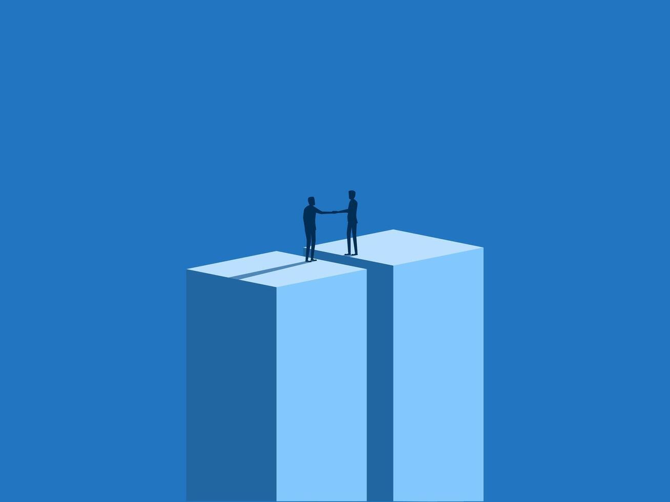 Merger completed, Businessman shaking hands on the tall building. vector