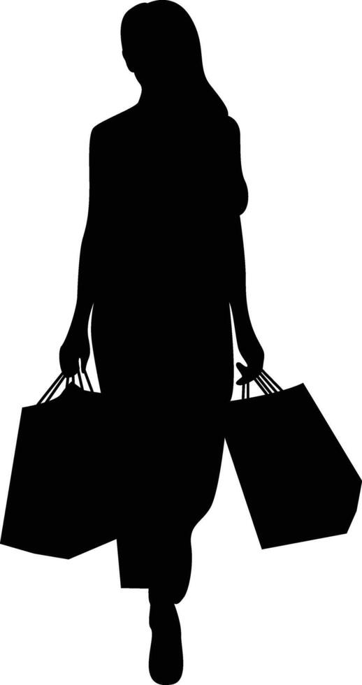 Silhouette of a girl with shopping bag vector