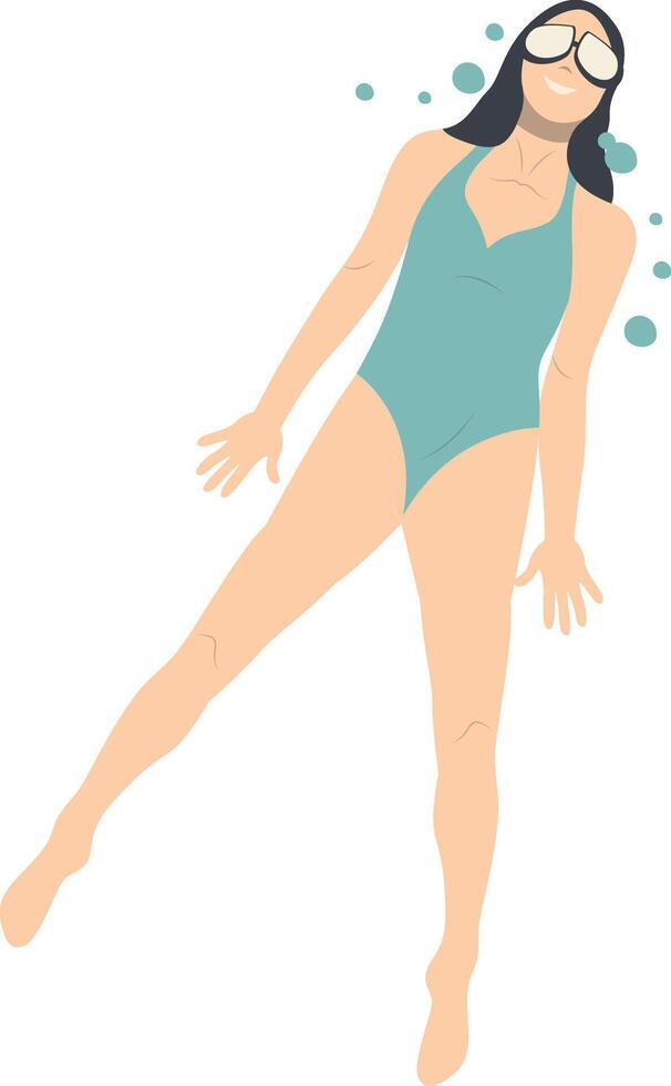 Swimming Woman Illustration with Flat Design vector