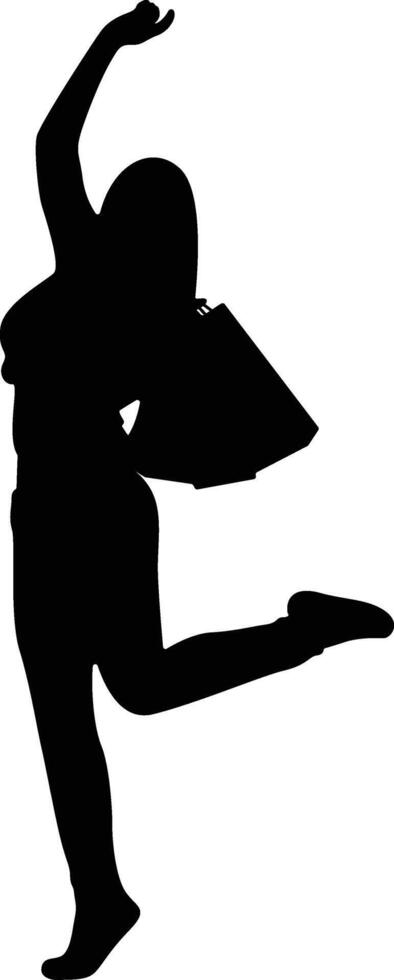 Silhouette of Girl Shopping in Flat Design vector
