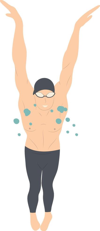 Swimming Man Illustration in Flat Design. vector