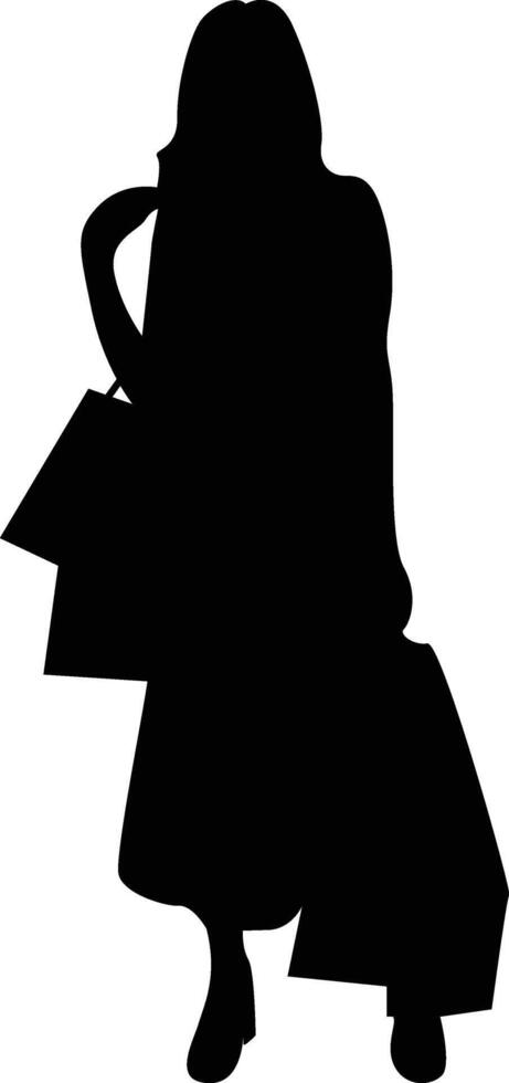 Silhouette of Girl Shopping with Flat Design vector