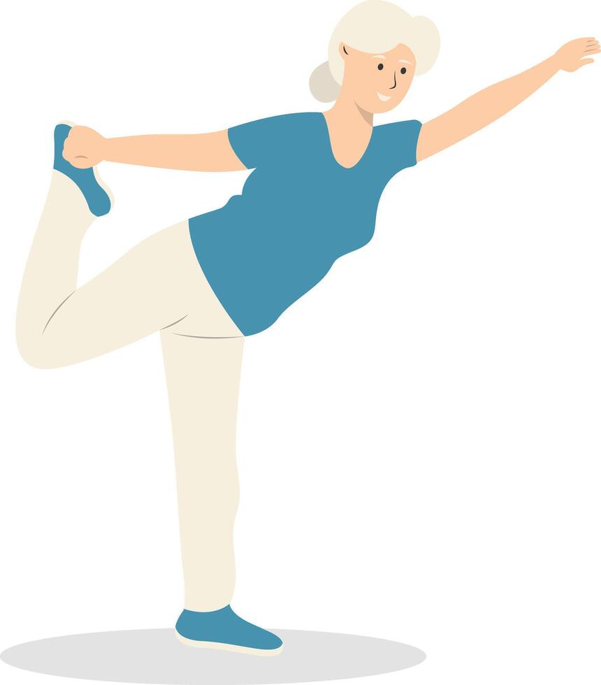 Illustration of Active Elderly Person in Flat Cartoon Design vector