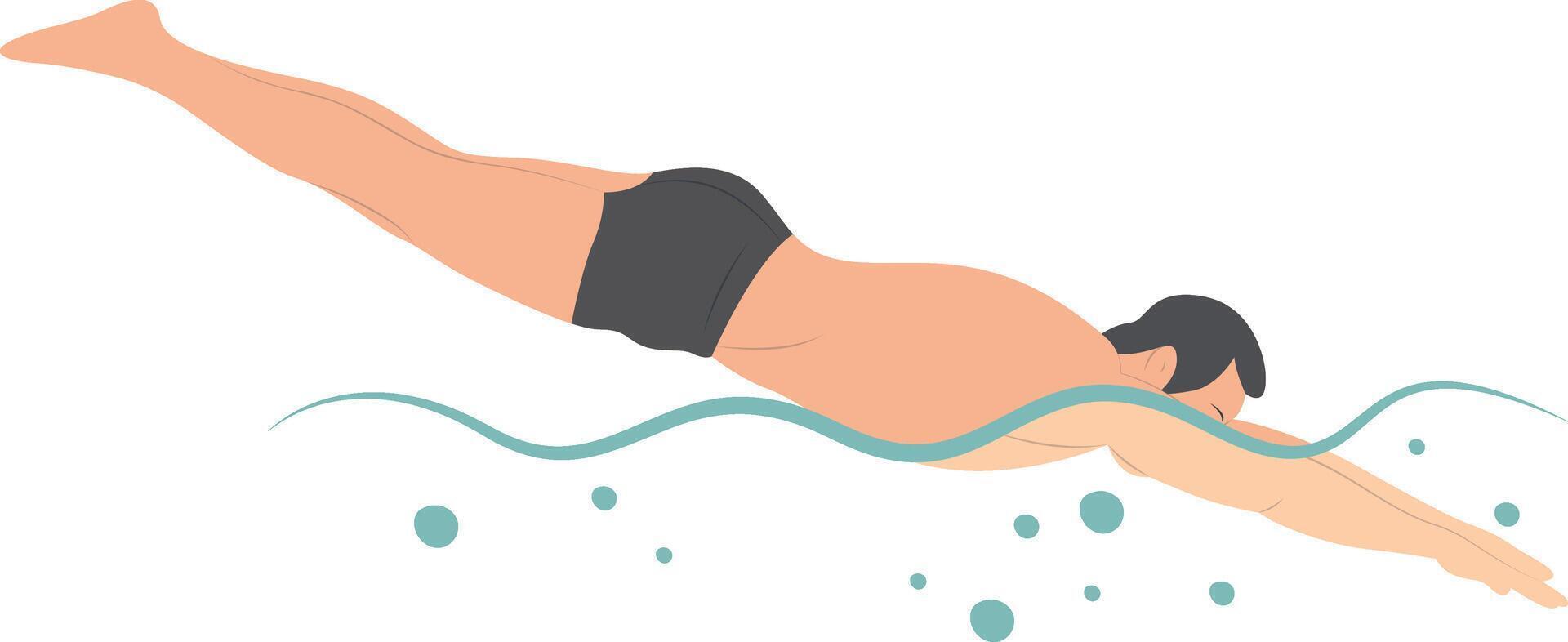 Swimming Man Illustration with Flat Design. vector