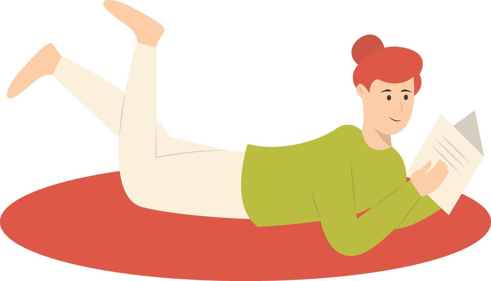 Woman Sitting While Reading Book. vector