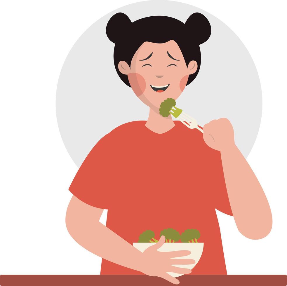 People Eating Delicious Food with Flat Cartoon Design vector