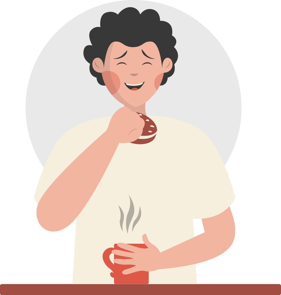 People Eating Delicious Food in Flat Design vector