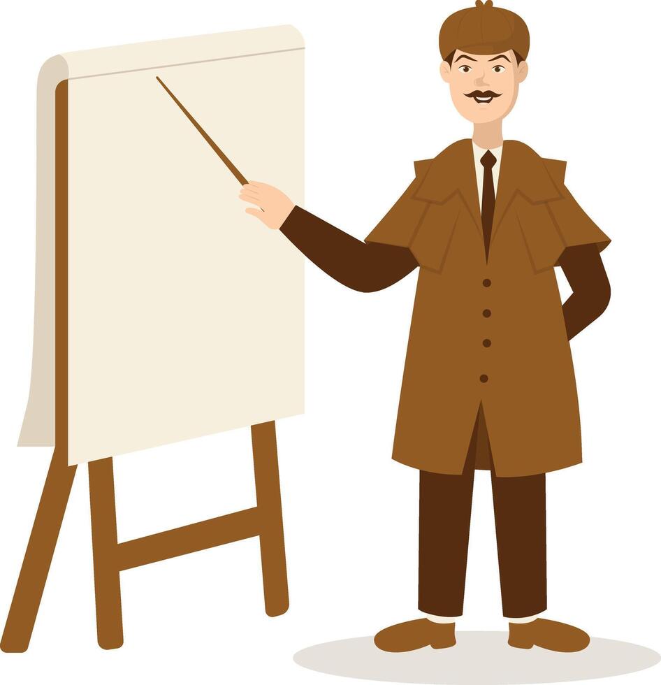 Detective Profession Illustration in Cartoon Design. vector