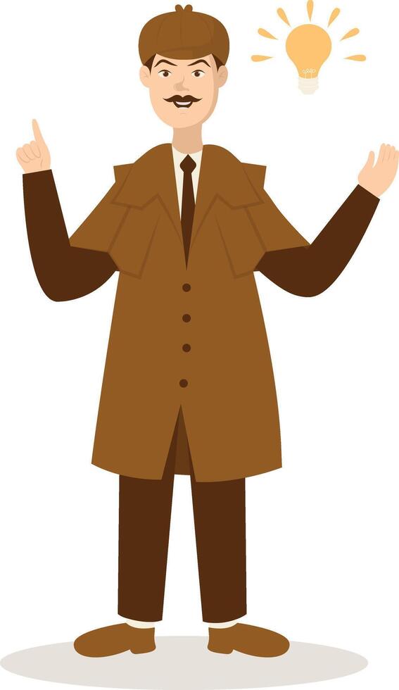 Detective Profession Illustration with Cartoon Shape vector