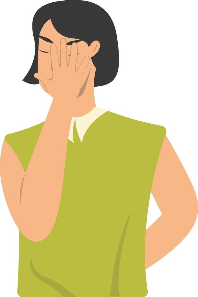 Illustration of Woman Confused and Thinking in Flat Design. vector