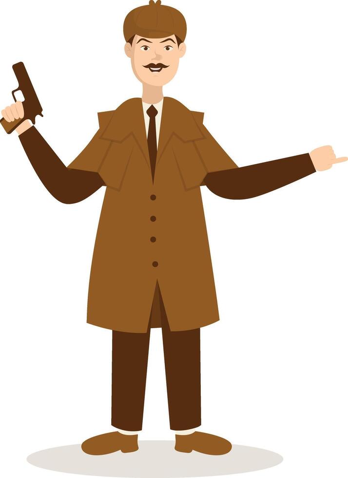 Detective Profession Illustration with Flat Cartoon Design vector