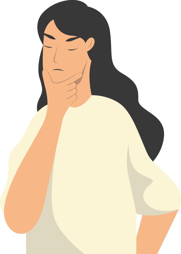 Illustration of Woman Confused and Thinking in Cartoon Design vector