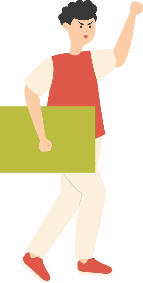 Person Holding Banner Character. vector