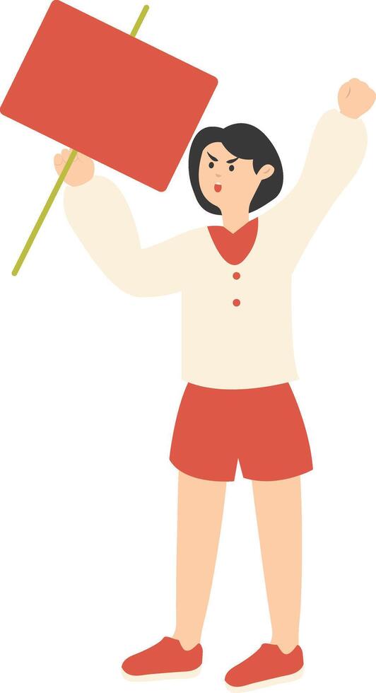 Person Holding Banner Character in Cartoon Design. vector