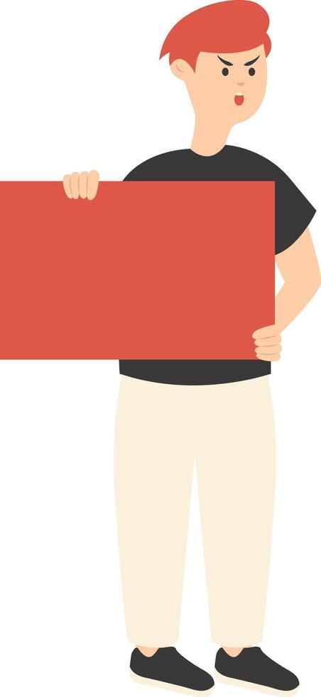 Person Holding Banner Character in Flat Design. vector