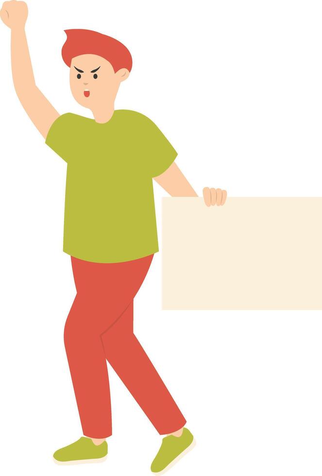 Person Holding Banner Character in Flat Design vector