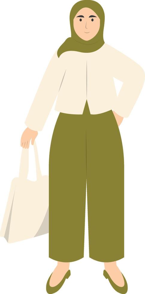 Hijab Girl Fashion with Flat Design. vector