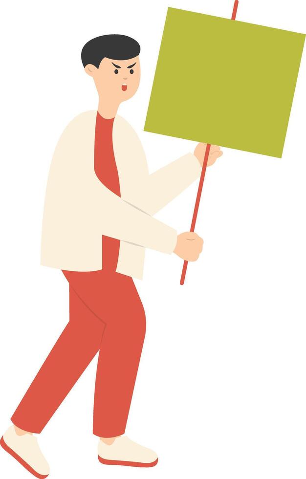 Person Holding Banner Character with Flat Design. vector